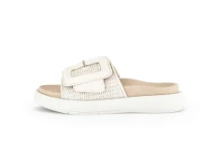 Gabor Damen Pantolette Zierschnalle Bastoptik beige S14 43.754.42