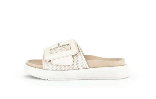 Gabor Damen Pantolette Zierschnalle Bastoptik beige S14 43.754.42