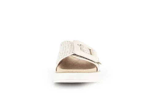 Gabor Damen Pantolette Zierschnalle Bastoptik beige S14 43.754.42