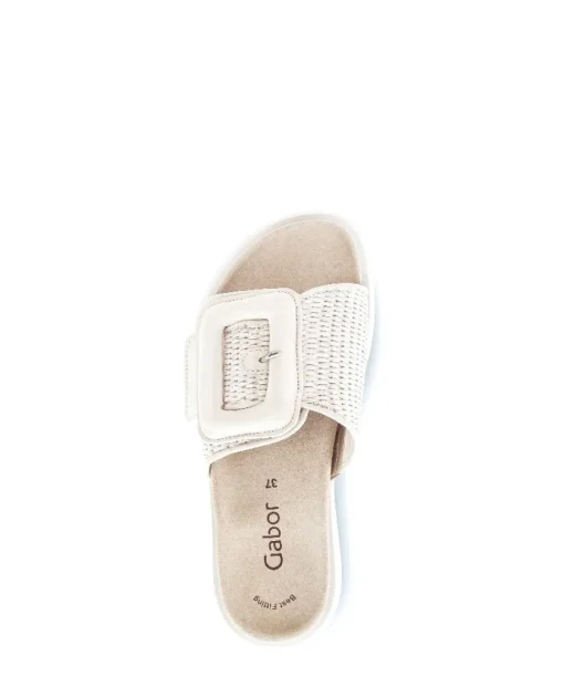 Gabor Damen Pantolette Zierschnalle Bastoptik beige S14 43.754.42