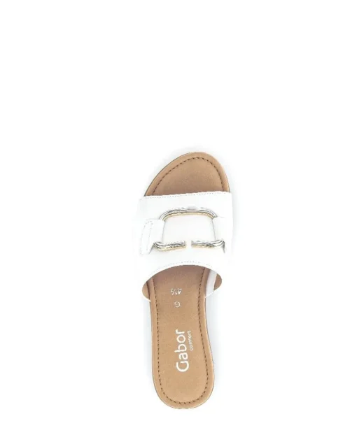 Gabor Pantolette Leder  Zierschnalle  COMFORT-Mehrweite G weiß S14 42.792.50