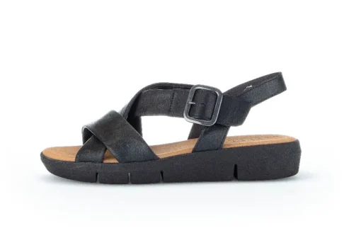 Gabor Plateau Sandale Leder schwarz S12  84.603.27