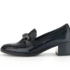 Gabor Trotteur Hochfrontpumps Lackleder Ketten- Detail blau S23 32.131.86