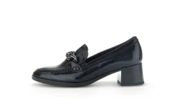 Gabor Trotteur Hochfrontpumps Lackleder Ketten- Detail blau S23 32.131.86