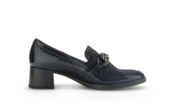 Gabor Trotteur Hochfrontpumps Lackleder Ketten- Detail blau S23 32.131.86