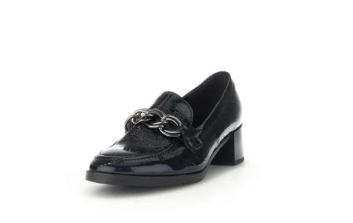 Gabor Trotteur Hochfrontpumps Lackleder Ketten- Detail blau S23 32.131.86