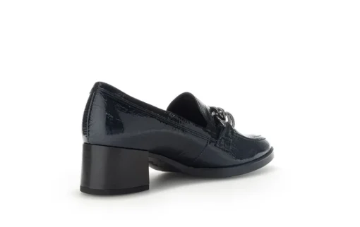 Gabor Trotteur Hochfrontpumps Lackleder Ketten- Detail blau S23 32.131.86
