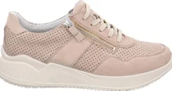 Jomos Damen Schnürhalbschuh Reißverschluss Leder BEIGE 810392
