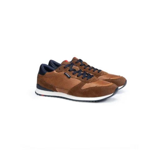 Lloyd Herren Sneaker EDMOND gelochtes Leder Variofootbed BRAUN/BLAU 14-414-13