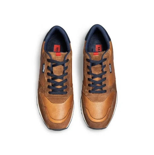 Lloyd Herren Sneaker EDMOND gelochtes Leder Variofootbed BRAUN/BLAU 14-414-13