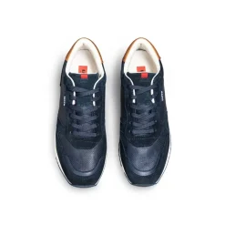 Lloyd Herren Sneaker EDMOND gelochtes Leder Variofootbed BLAU/BRAUN 14-414-18