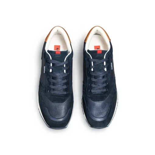 Lloyd Herren Sneaker EDMOND gelochtes Leder Variofootbed BLAU/BRAUN 14-414-18