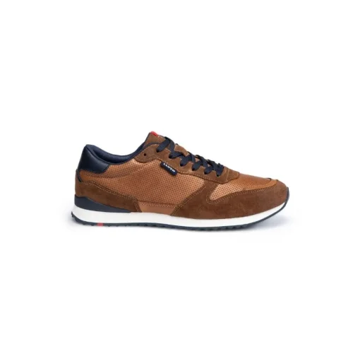 Lloyd Herren Sneaker EDMOND gelochtes Leder Variofootbed BRAUN/BLAU 14-414-13