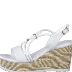 Marco Tozzi Damen Sandalatte Keilabsatz weiß S13 2-2-28349-20