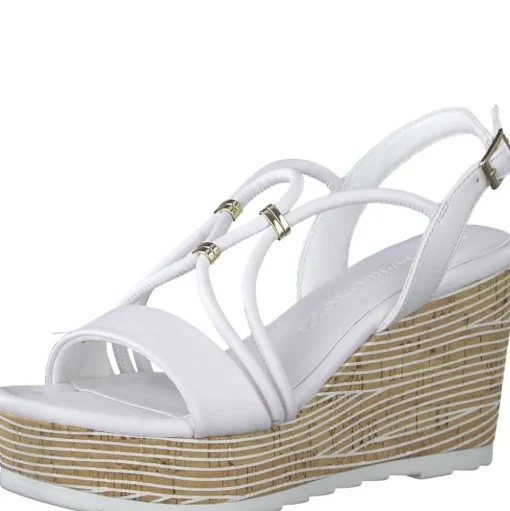 Marco Tozzi Damen Sandalatte Keilabsatz weiß S13 2-2-28349-20