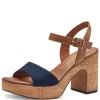 Marco Tozzi Sandale Blockabsatz Korkoptik blau S14 2-28008-42