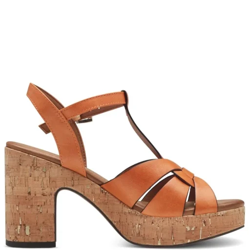 Marco Tozzi Sandale Blockabsatz Korkoptik orange S14 2-28394-42
