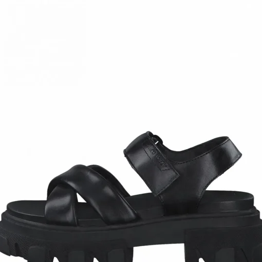Marco Tozzi Sandale Leder derbe Sohle schwarz S12 2-2-28786-28