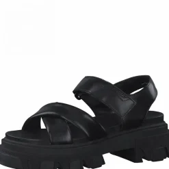 Marco Tozzi Sandale Leder derbe Sohle schwarz S12 2-2-28786-28