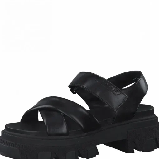 Marco Tozzi Sandale Leder derbe Sohle schwarz S12 2-2-28786-28