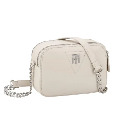 Marco Tozzi Umhängetasche Kettendetails beige schwarz S22 2-2-61011-29