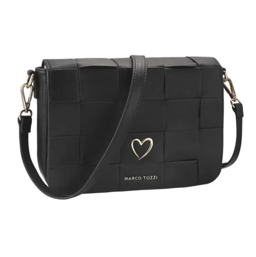 Marco Tozzi Umhängetasche Flechtoptik Herz beige, blau schwarz S14 2-2-61035-20