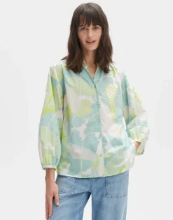 OPUS Bluse FAOMI NATURE Loose aus BCI Cotton grün S14 10163812160254