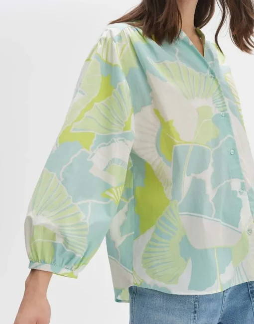OPUS Bluse FAOMI NATURE Loose aus BCI Cotton grün S14 10163812160254