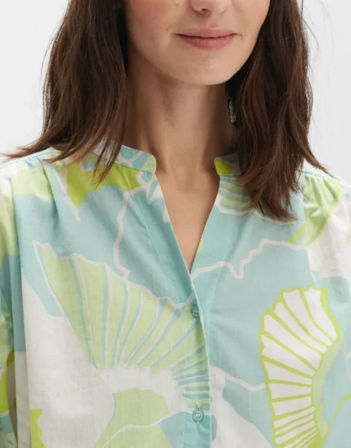 OPUS Bluse FAOMI NATURE Loose aus BCI Cotton grün S14 10163812160254