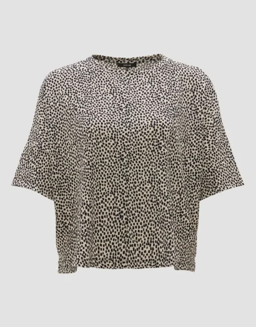 OPUS Boxyshirt SULIKI SPOT Loose Allover- Print beige grün S14 10179812291100