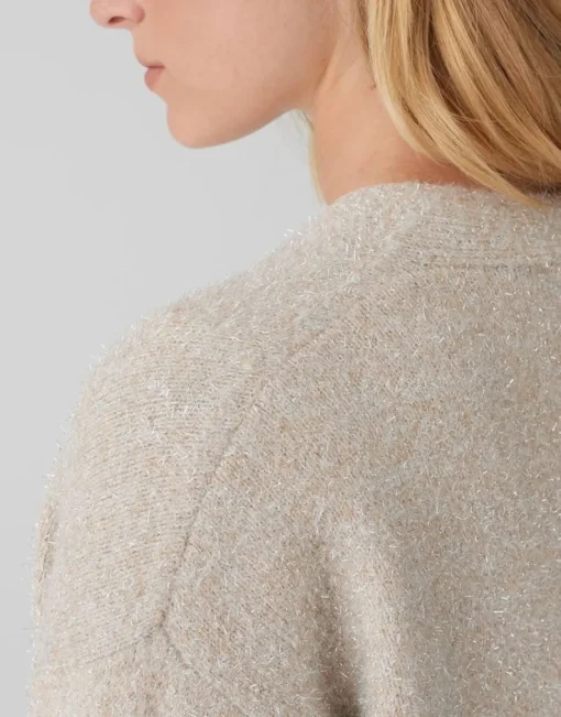 OPUS Cardigan DAMETTA Glitzer- Details beige S24 10349811875100