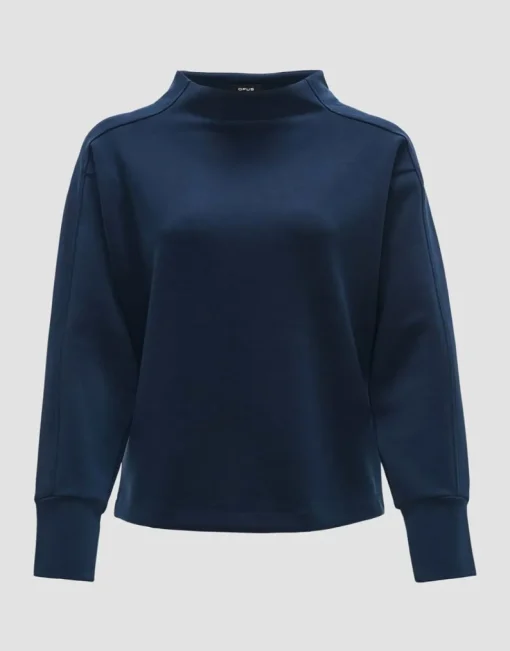OPUS Damen Pullover Sweatshirt GALONINE Stehkragen Modalmix blau S15 1035394829100