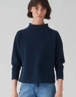 OPUS Damen Pullover Sweatshirt GALONINE Stehkragen Modalmix blau S15 1035394829100