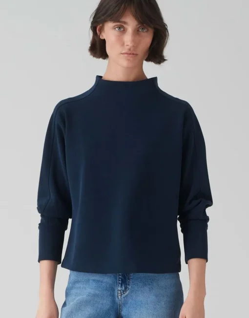 OPUS Damen Pullover Sweatshirt GALONINE Stehkragen Modalmix blau S15 1035394829100