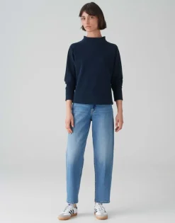 OPUS Damen Pullover Sweatshirt GALONINE Stehkragen Modalmix blau S15 1035394829100
