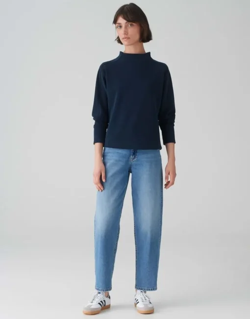 OPUS Damen Pullover Sweatshirt GALONINE Stehkragen Modalmix blau S15 1035394829100