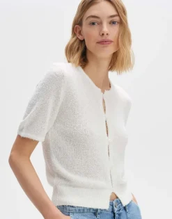 OPUS Flauschiger Cardigan DORLA Slim ECOVERO™ Viskose Mix weiß S14 10270412158254
