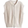 OPUS gerippte Strickweste DUFKA beige S15 10385012985315