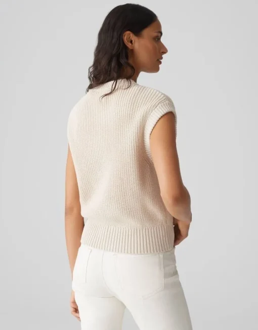 OPUS gerippte Strickweste DUFKA beige S15 10385012985315