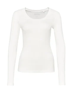 OPUS Langarmshirt Sorana Rundhalsausschnitt schmale Passform weiß, grau S22 236879343