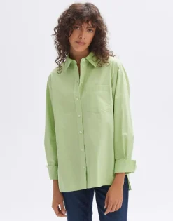 OPUS Oversize Bluse Fabino aus BCI Cotton grün S14 1024709323100