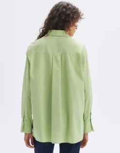 OPUS Oversize Bluse Fabino aus BCI Cotton grün S14 1024709323100