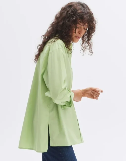 OPUS Oversize Bluse Fabino aus BCI Cotton grün S14 1024709323100