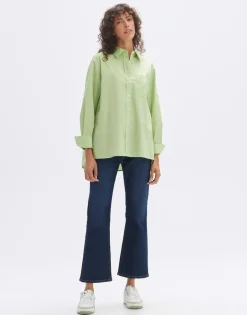 OPUS Oversize Bluse Fabino aus BCI Cotton grün S14 1024709323100
