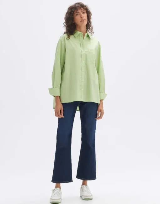 OPUS Oversize Bluse Fabino aus BCI Cotton grün S14 1024709323100