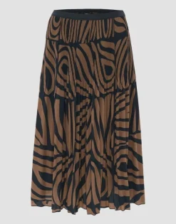 OPUS Plisseerock RIBANE DESERT A-Linie Print braun S14 2455912282100