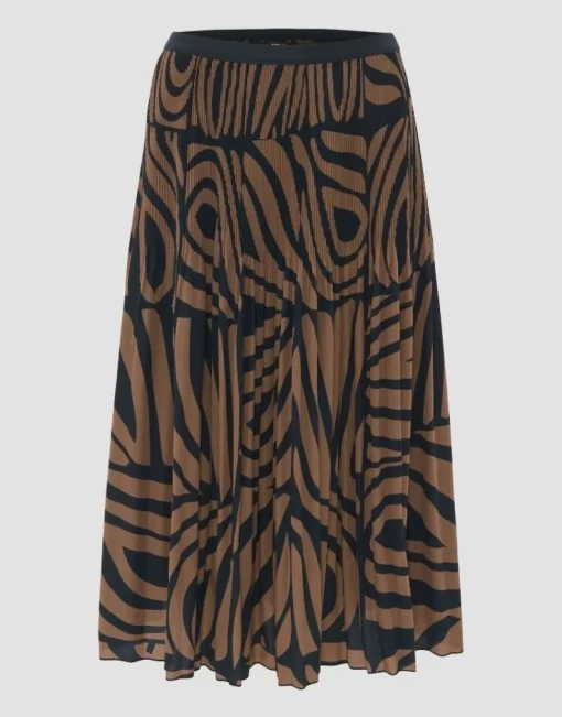 OPUS Plisseerock RIBANE DESERT A-Linie Print braun S14 2455912282100