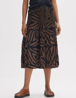OPUS Plisseerock RIBANE DESERT A-Linie Print braun S14 2455912282100