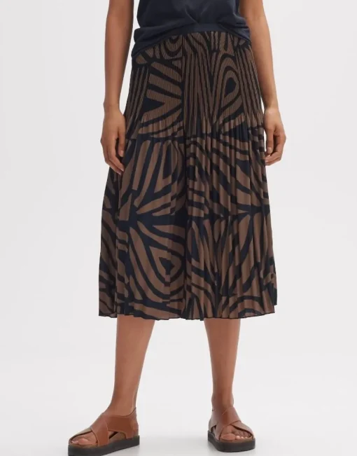 OPUS Plisseerock RIBANE DESERT A-Linie Print braun S14 2455912282100