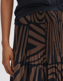 OPUS Plisseerock RIBANE DESERT A-Linie Print braun S14 2455912282100
